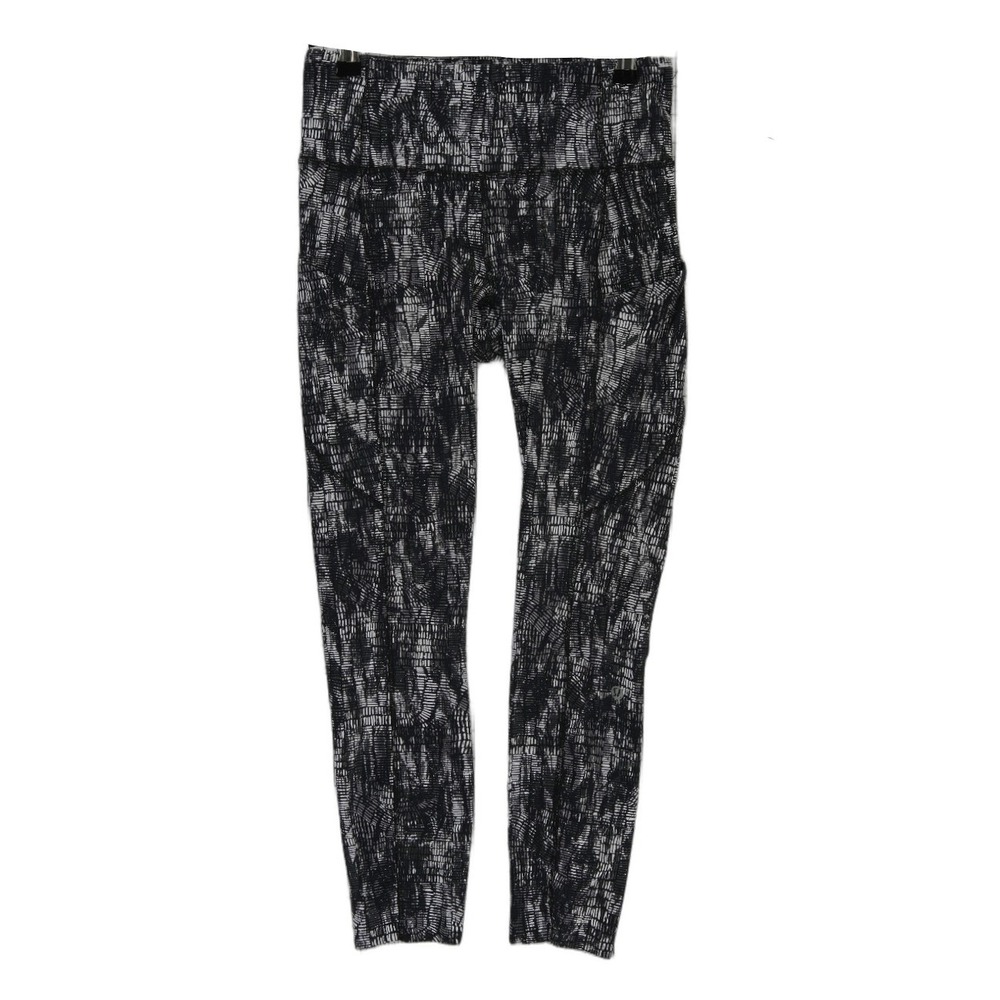Lululemon Leggings Women's Size 6 Black White Abstract Print High Rise Pants
